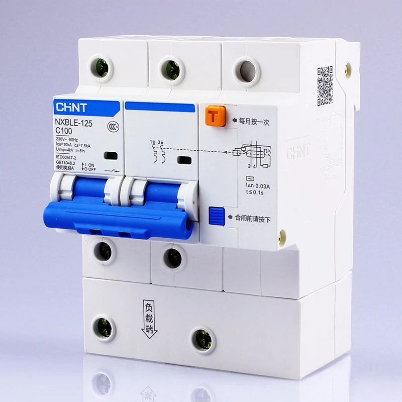 CHINT AC230/400 V NXBLE-125 2P устройство остаточного тока C 63 80 100 125A tyoe C защита от перегрузки защита от утечки земли