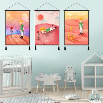 

Pink Rainbow Little Le Petit Prince Rose Cartoon Hanging Cloth Cotton Line Painting Poster Home Decor Wall Hanging Tapestry Gift