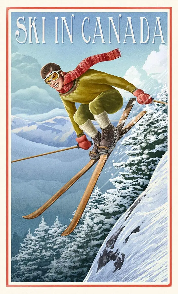 

Vintage Style Travel Ski Poster Ski in Canadabar Pub Garage Diner Cafe Home Wall Decor Home Decor Art Poster Retro 8x12 Inch