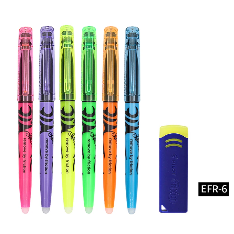 Regular color-rubber 6 шт. PILOT SW-FL Frixion стираемый маркер пастельного цвета флуоресцентный маркер 12 цветов Мягкий светильник не режет глаза - Цвет: Regular color-rubber