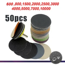 

50Pcs 3inch 75mm Round Sandpaper Wet Dry Sanding Disc Sand Sheet Hook Loop Pad 600-10000 Grit Metal Polishing Pad Grinding Tool
