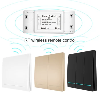 

Push Button WiFi Smart Light Switch RF433 Wall Transmitter Kit Smart life Tuya App Remote Control Works with Alexa Google Home