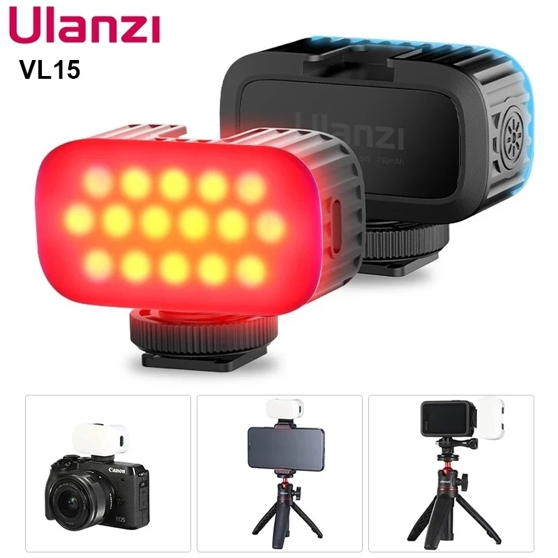Ulanzi VL15 мини цветная (RGB) Светодиодная лампа для видеосъемки светильник