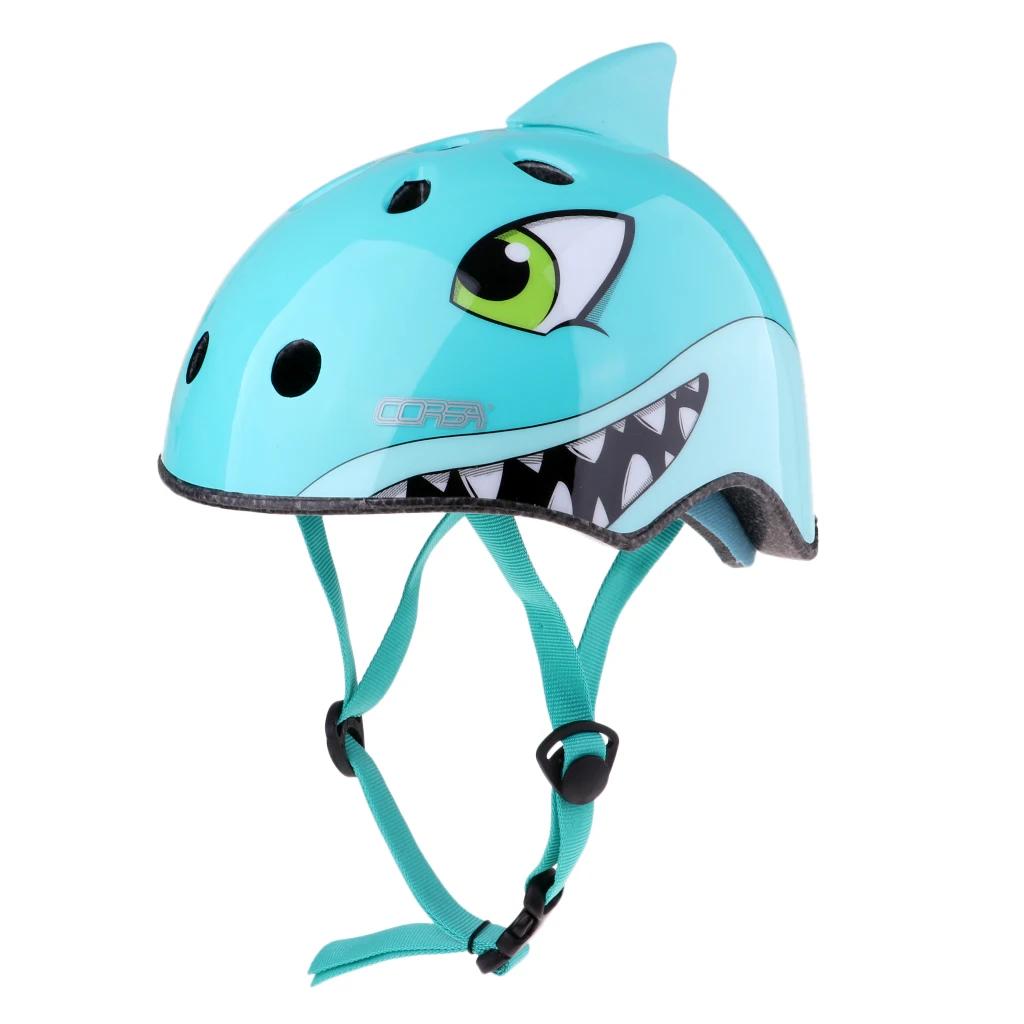 Blue Shark S Детский шлем для велосипеда с мультяшным животным, Сверхлегкий шлем для велоспорта, катания на коньках, детская Защитная шапка - Цвет: Blue Shark S