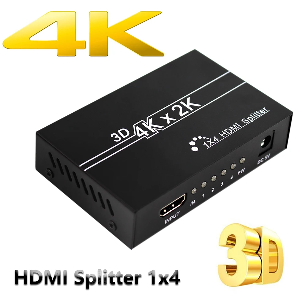 Wiistar HDMI сплиттер 1080p видео 4K переключатель 1X2 1X4 двойной дисплей для HDTV DVD PS3