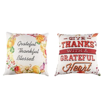

Promotion! 2x Season Blessing Maple Leaves Pumpkin Wreath Grateful Thankful Blessed/Give Thanks with a Grateful Heart Thanksgivi