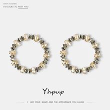 Yhpup трендовые темпераментные круглые хрустальные серьги-гвоздики массивные очаровательные стеклянные ювелирные изделия для невесты для женщин аксессуары для свадебной вечеринки Новинка