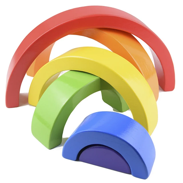 Baby Toy Wooden Toy Montessori Rainbow Building Blocks DIY Creative Stacking Balance Game Educational Toy For Children Kids Gift 5