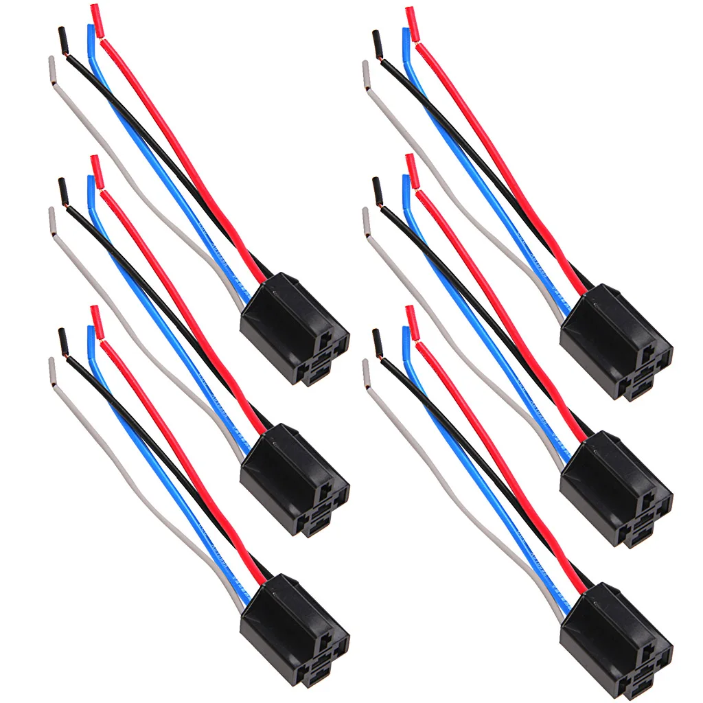 6 Car DC 12V 12 Volt DC 80A AMP Relay Cable Set Socket 4 Pins 4 Wires