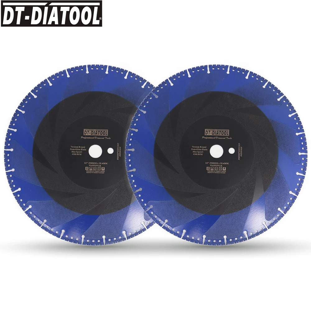 DT DIATOOL 2pcs 14&quot Vacuum Brazed Diamond cutting Disc one for all blade 350mm Rescue saw Blade Cast Iron rebar Steel Pipe Stone|diamond