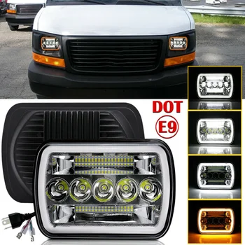 

1pc 120W 12-24v 7x6 5x7 LED Headlight Hi-Lo Halo DRL For Chevy Express Cargo Van 1500 2500 3500 Car Replacement Accessories