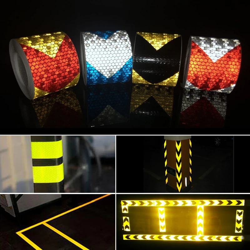 Rollo de pegatinas reflectantes para coche y motocicleta, cinta de advertencia de seguridad, 5cm x 3m