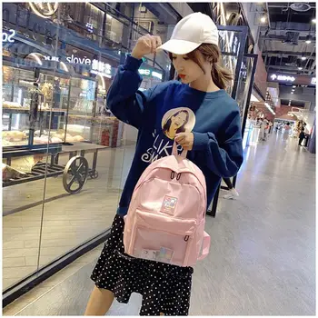 

Clear Pocket Women Backpack Waterproof Girls Bookbags School Bags Mochila Travel Backpack