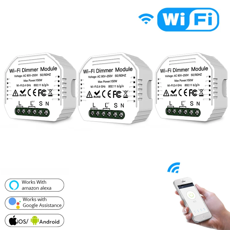 3 PCs DIY умный WiFi светильник светодиодный диммер Smart Life/Tuya APP пульт дистанционного управления 1/2 переключатель, работает с Alexa Echo Google Home - Color: 3 PCs