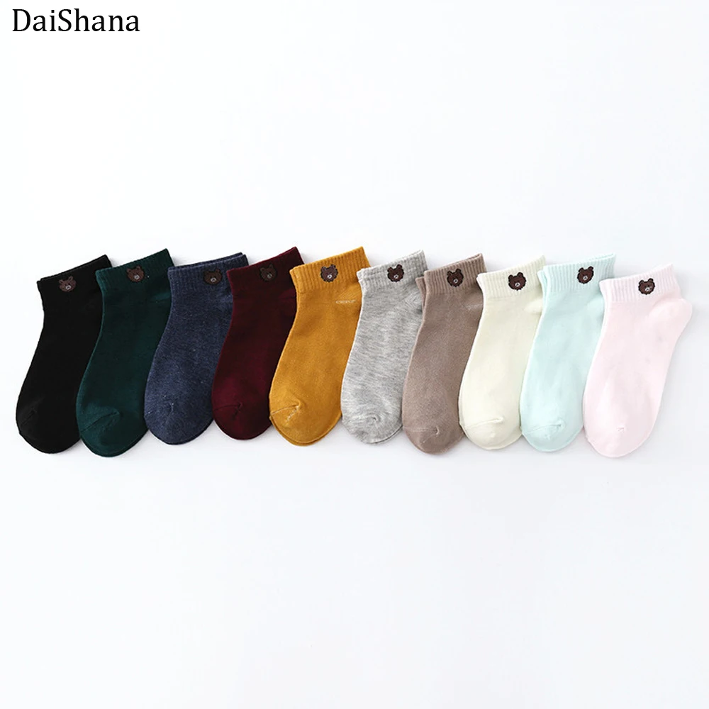 1 пара женские хлопковые носки с мультяшной вышивкой Размеры 35 40|Носки| |