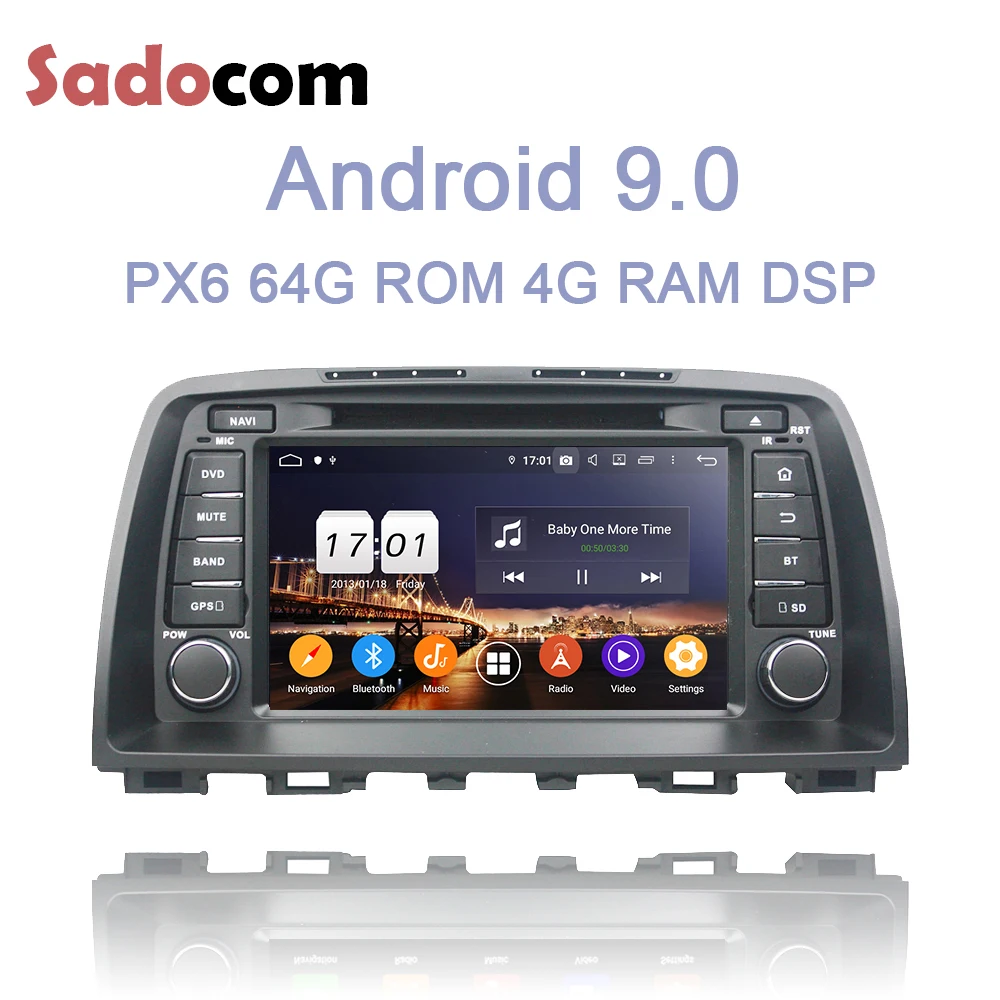 " DSP 2 din 4*50 Вт Android 9,0 4 Гб+ 64 Гб 8 ядерный автомобильный dvd-плеер для MAZDA 6 2012 2013 gps ГЛОНАСС карта ips Авторадио Bluetooth