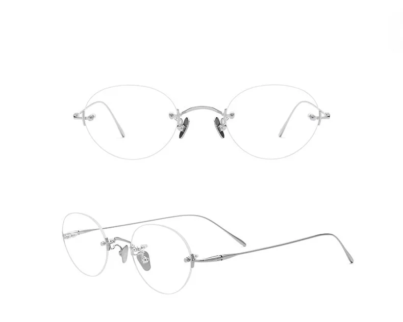 Pure titanium eyeglass frame high-grade glasses 1869 round rimless glasses myopia reading glasses