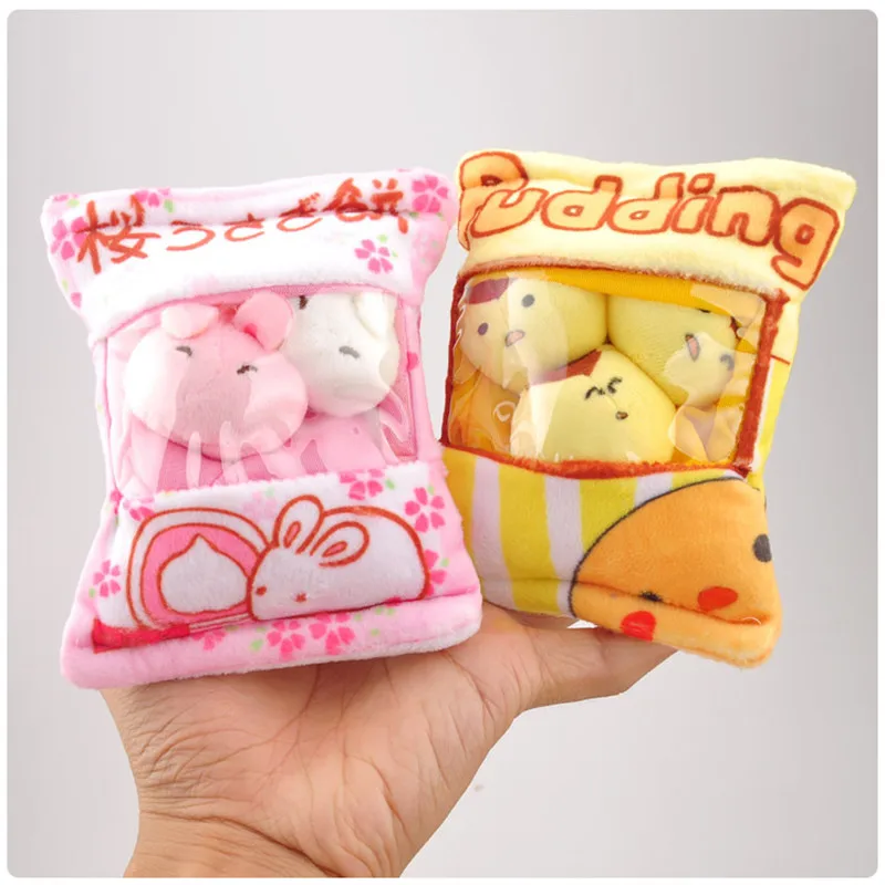 Bag of Chicken Bunny Rabbit Pudding Plush Keychain Toys Dolls Kawaii Yellow Chicken Rabbits Animal Dolls Key Bag Pendants 10pcslot 10 x 13cm (6)