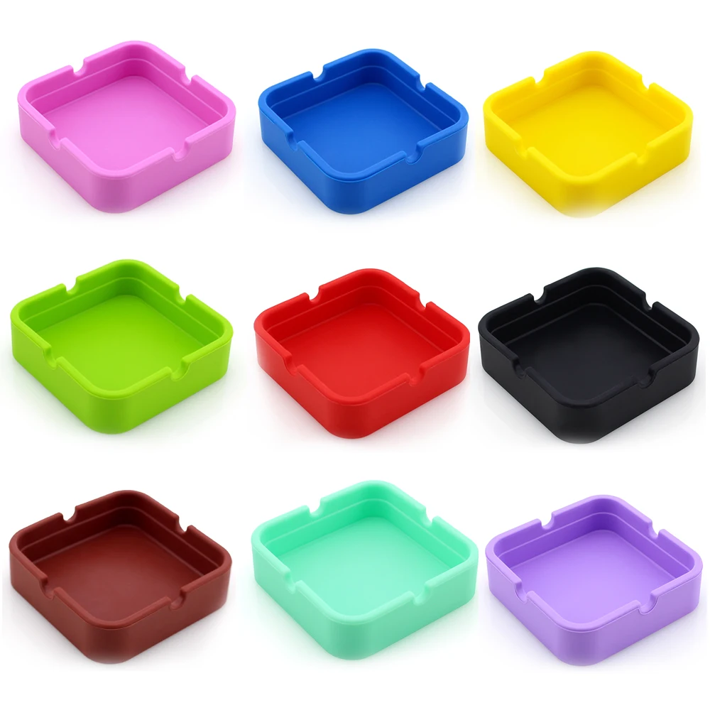 10pcs Foldable Silicone Tobacco Ashtray Square Smoking Ash Tray Holder