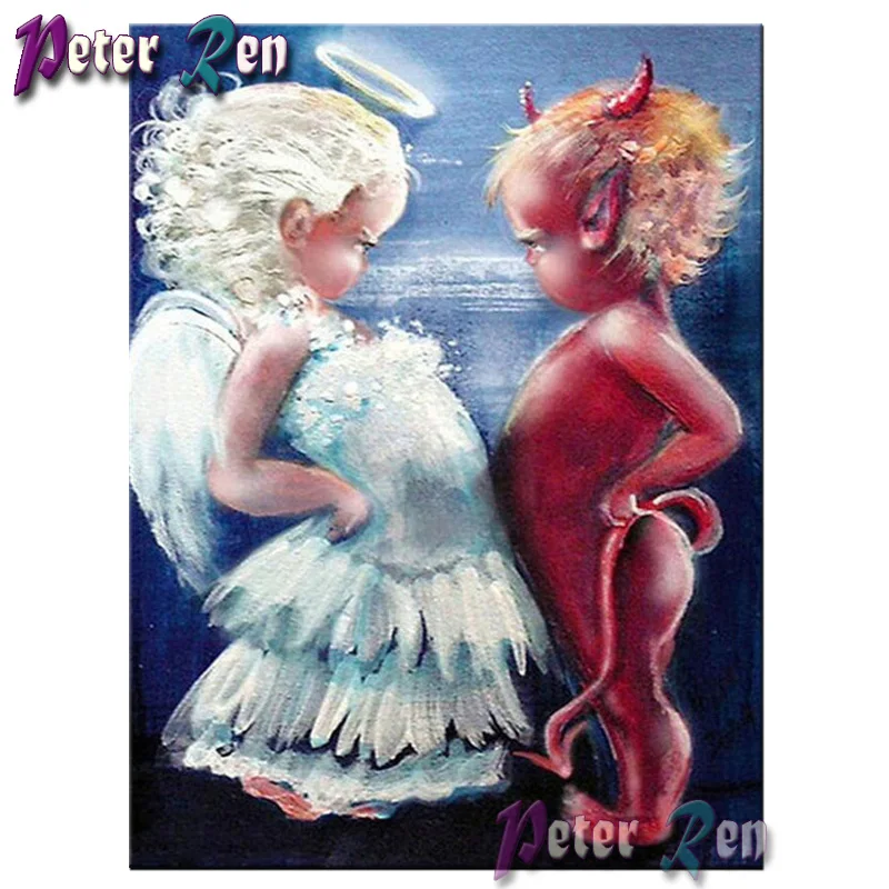 

5d Diamond painting Angel and devil diy full Square/round Rhinestones cross stitch embroidery picture girl decoration gift