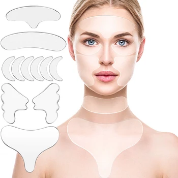 

11Pcs Skin Care Anti Wrinkle Pad Set Face Neck Eye Cheek Silicone Transparent Reusable Patch Home Portable Forehead Sticker