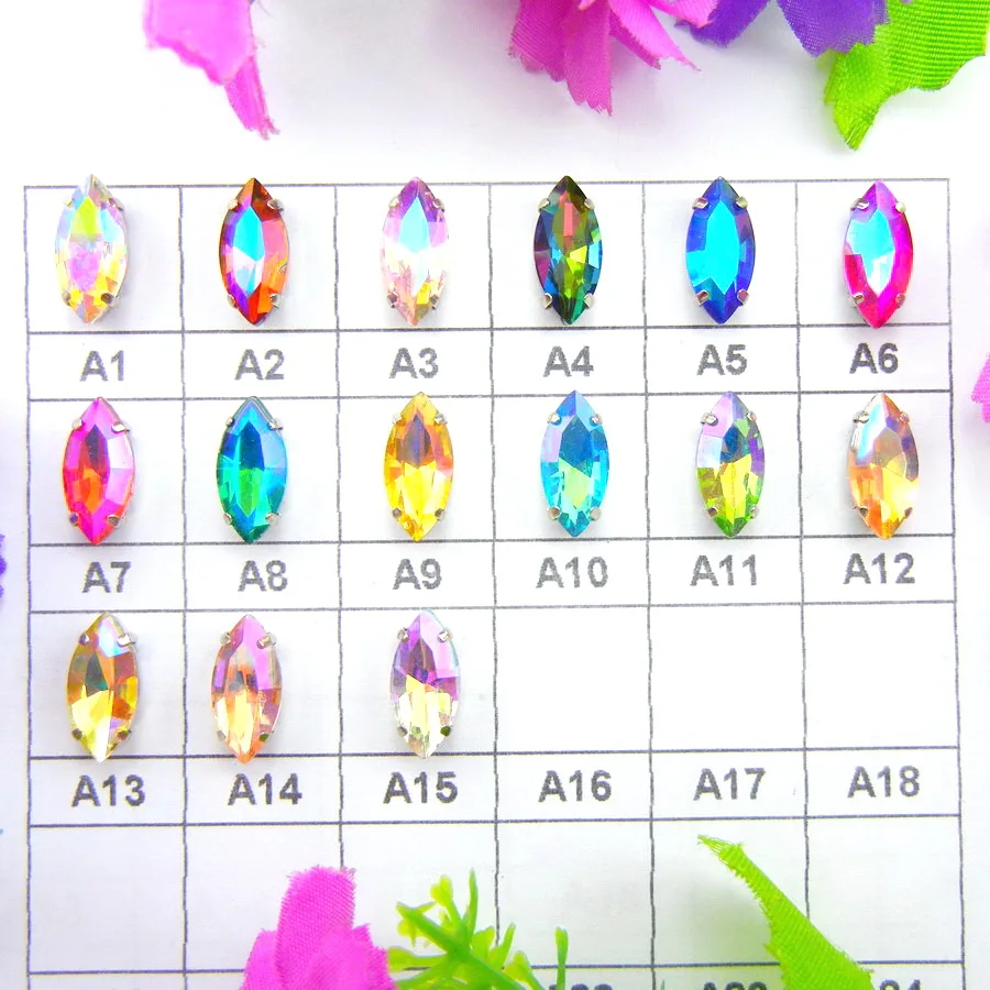 Стеклянные кристаллы серебряные когти 8 размеров красивые цвета конский глаз в