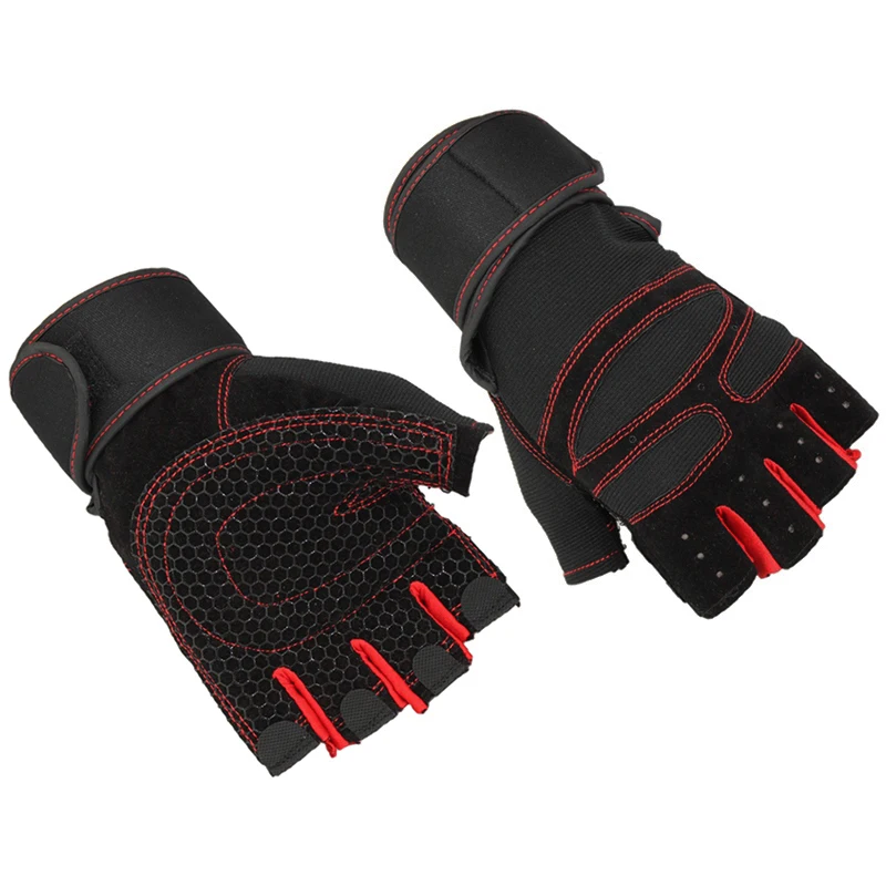 

Weight lifting Gym Glove Training Fitness Wrist Wrap Workout Exercise Sports Light red