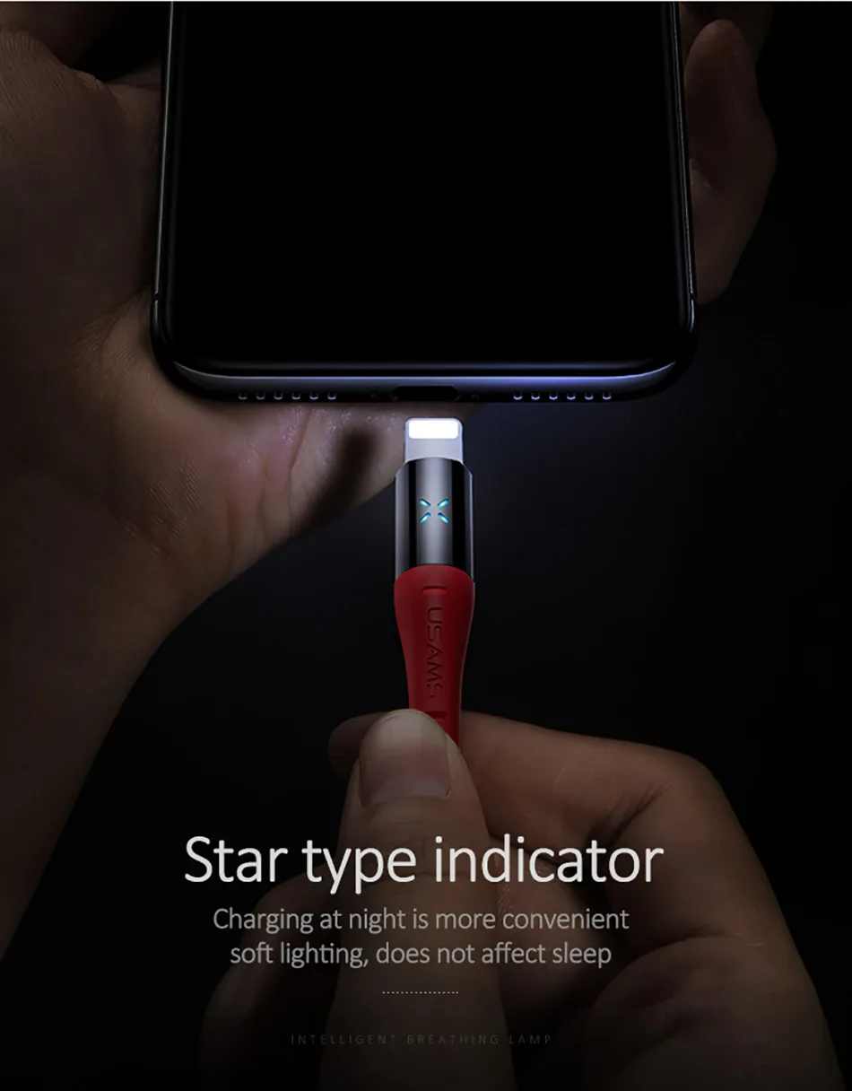Нейлоновый 2А кабель USB для быстрой зарядки для IPhone умное автоматическое отключение телефонных линий данных синхронное умное отключение питания для осветительная светодиодная