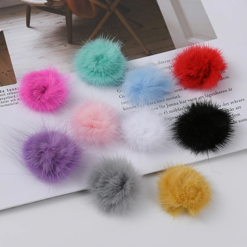10 шт. 3 см меховой помпон из меха норки шарик мини Pom Poms DIY босоножки с помпонами С
