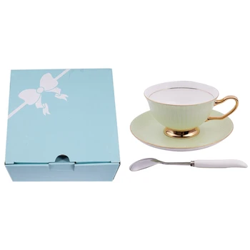 

Ceramic Bone China Coffee and Tea Cup Coffee Cup and Saucer Drink Cup Set(Green)