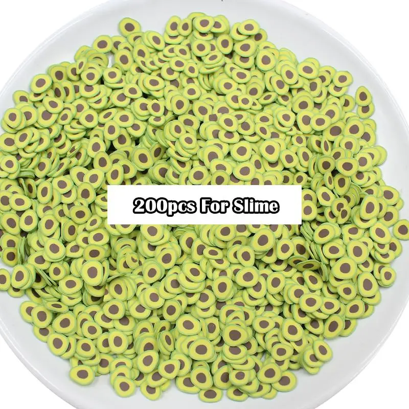 200Pcs Fimo Fruit Slices Decor Additives For Slime Filler Supplies Charms Clay Accessories Avocado Fimo For Nail Art Slime Toys - Цвет: 200Pcs Avocado