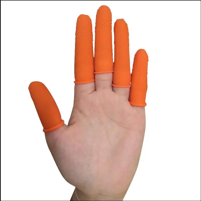 

100pcs Finger gloves Anti-skid one-time latex rubber wear-resisting upset Industrial protective Orange white