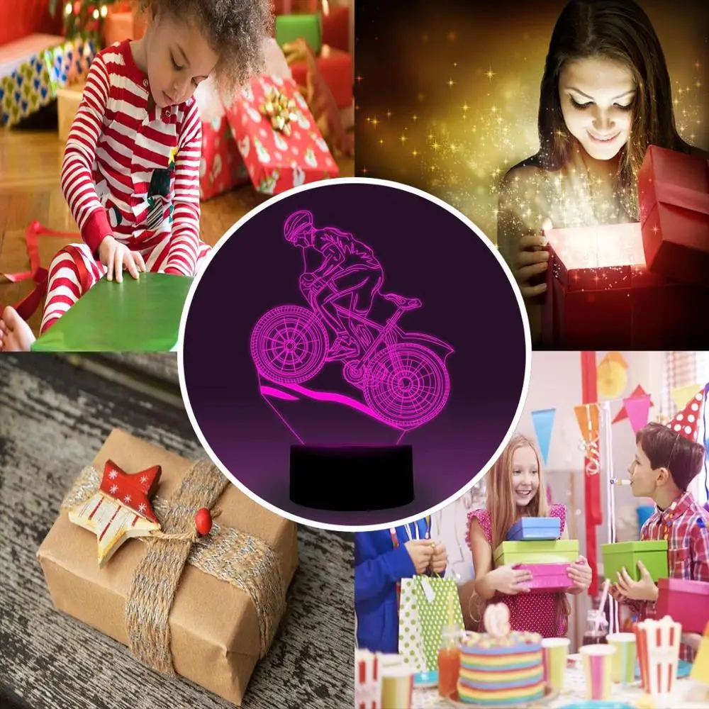 NiteApps 3D Велоспорт ночник настольная лампа Иллюзия украшение лампа подарок на день рождения приложение/сенсорное управление