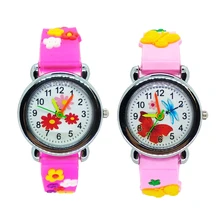Часы с цветочным рисунком для девочек, подарок для детей, детские часы, платье, браслет, застежка, водонепроницаемые кварцевые наручные часы, рождественский подарок