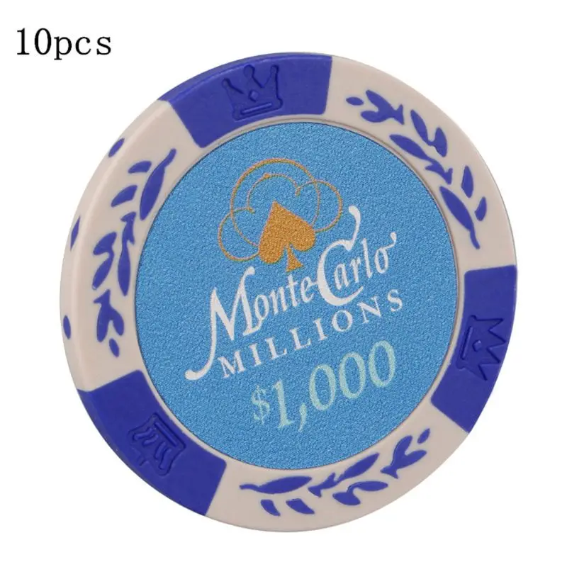 Лидер продаж 10 шт. фишки для покера Монте-Карло казино пшеничные монеты баккарат Техасский Hold'em чип 14 г - Цвет: 1000