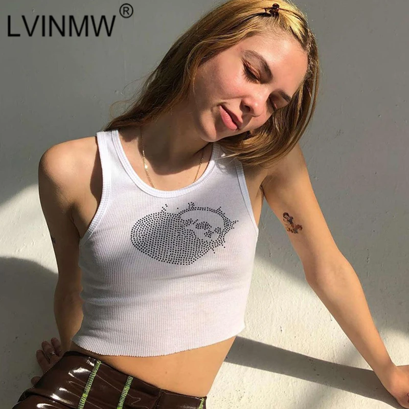LVINMW модный тонкий женский укороченный топ без рукавов с круглым вырезом и