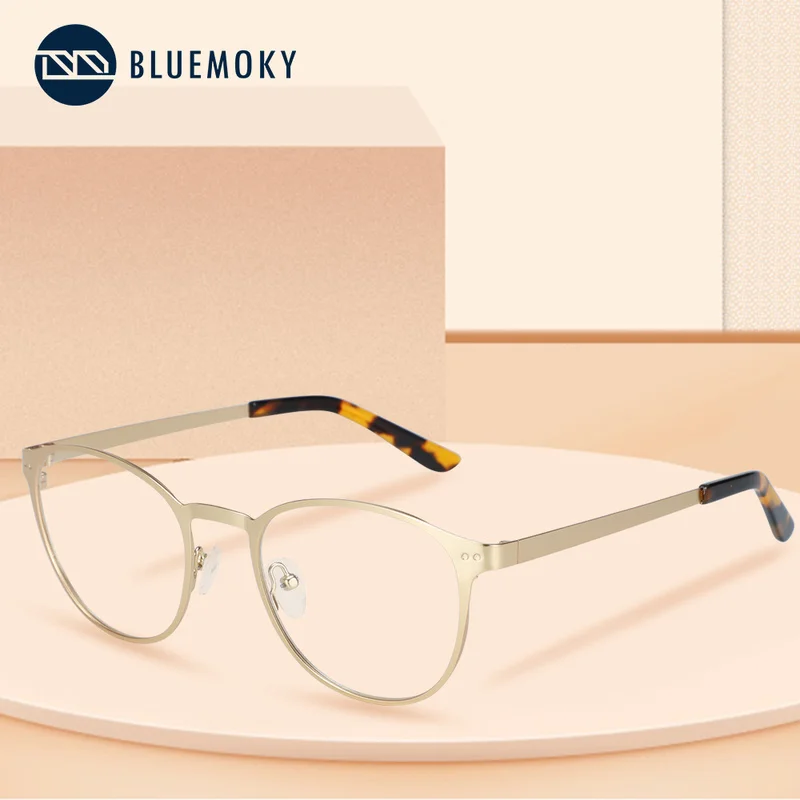 Женские компьютерные очки BLUEMOKY из нержавеющей стали в стиле ретро с защитой от