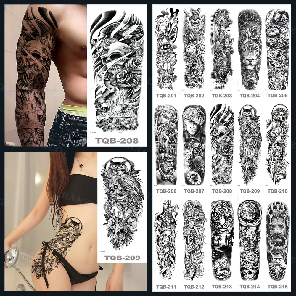 Temporary Tattoo Stickers Egypt Lion King Tiger Tattoo Sticker Women Body Tattoo Stickers Tattoo Sleeve Large Tattoo Art Tattoo