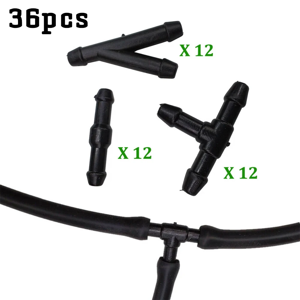 

Universal Connector Hose Fittings Joiner Nozzle Pipe Plastic Splitter T/Y/I Type Tube Washer Water Windshield Black