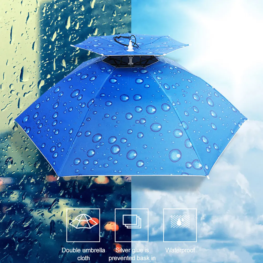 

Portable Head-mounted Umbrella Sun Shade Lightweight Camping Fishing Hiking Festival Outdoor Parasol Foldable Cap Umbrella