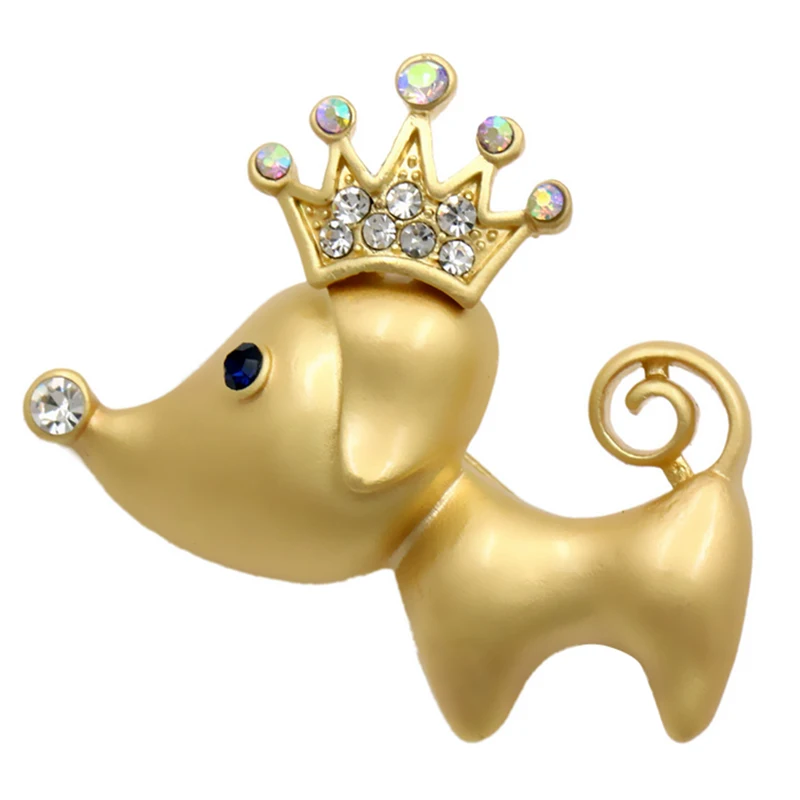 Девушка тупой Золотой мультфильм брошь в виде щенка сплав Стразы корсаж животных