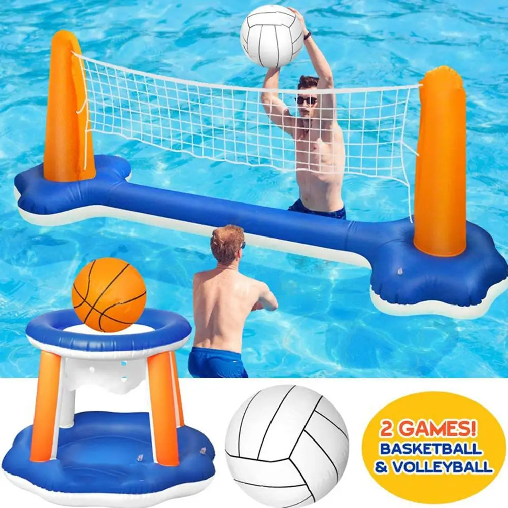 Inflatable Pool Float Set Volleyball Net With Basketball Hoops And Balls  Swimming Pool Game Floating Toy For Kids And Adults - AliExpress Toys &  Hobbies