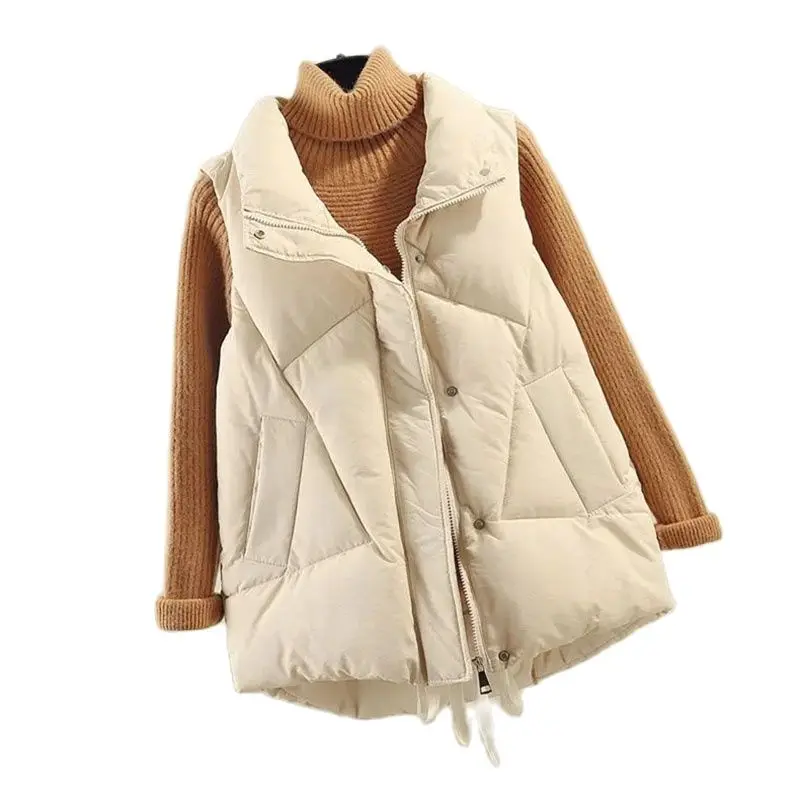 

Ladies Vest New Autumn Winter External Wear Female Jacket Stand-Up Collar All-Match Waistcoat Outside Women Down Cotton Vest