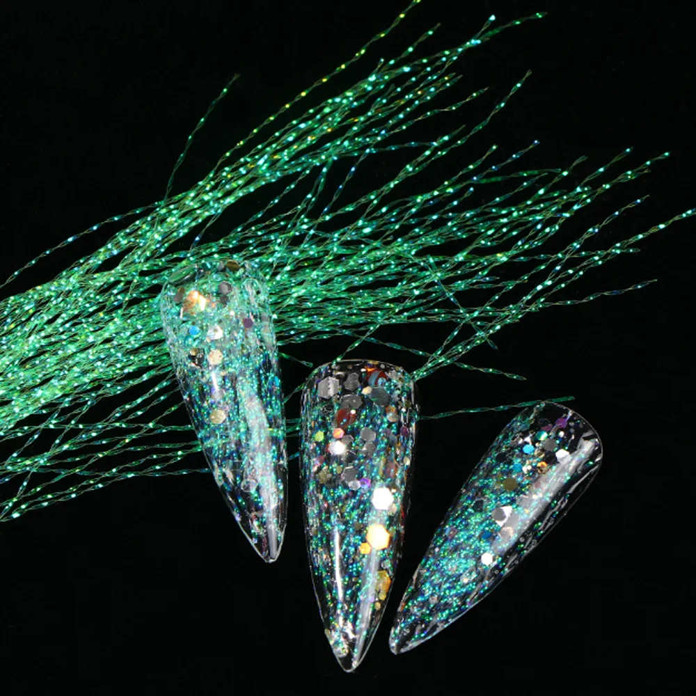 100pc/Box Fluorescent Spark Nail Extension Glitter Line Flashing Builder Filament String Holographic Manicure Lines PH11 | Красота и