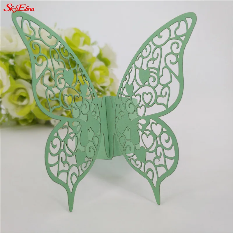 Light Green Пряжка для салфеток в форме бабочки, Заводская прямая лазерная резка, пряжка для салфеток, Свадебный Банкетный Декор для обеденного стола, 100 шт., 7ZSH101 - Цвет: Light Green