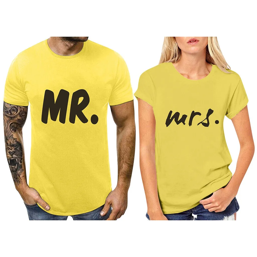 Mr mrs/парные футболки для влюбленных одежда жены Одежда harajuku одинаковая Женская с