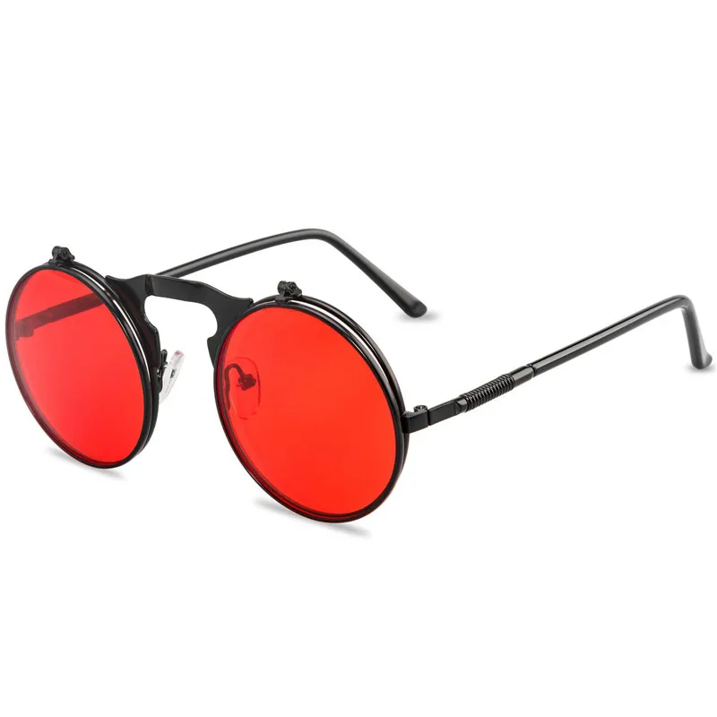 Стимпанк Солнцезащитные очки круглые металлические OCULOS De Sol женский стиль Ретро Флип Круглые двойные металлические солнцезащитные очки мужские круглые солнцезащитные очки