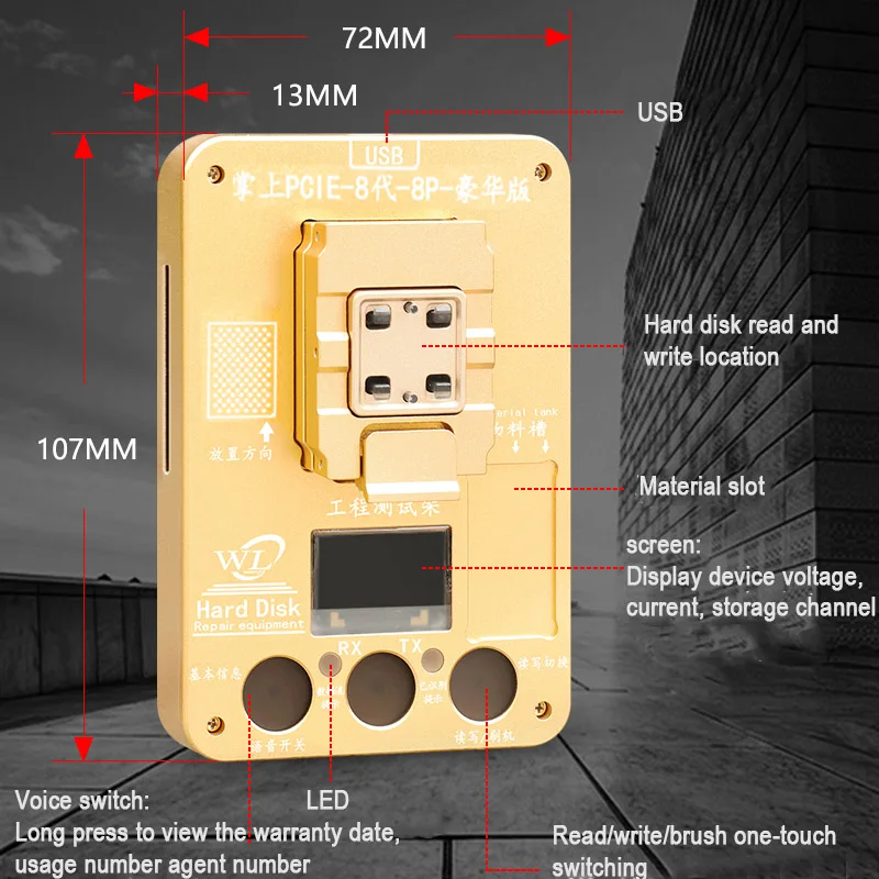 WL PCIE NAND Programmer NAND Test Fixture for iPhone X 8P 8 7P 7 6SP 6 6P SE 5 Write and Reader Hard Disk Repair Equipment