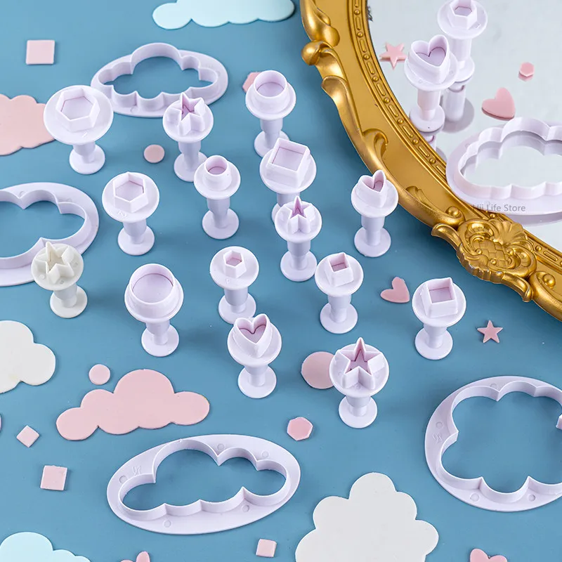 Polymer Clay Tools Pottery Tools Clay Sculpting Tools Pottery Sculpting Tools Clay Craft Tool Cloud Mold Clay Polymer Heart-shaped Star Printing Cutting Mold DIY Ceramic Clay Sculpture Geometric Figure Modeling Tool