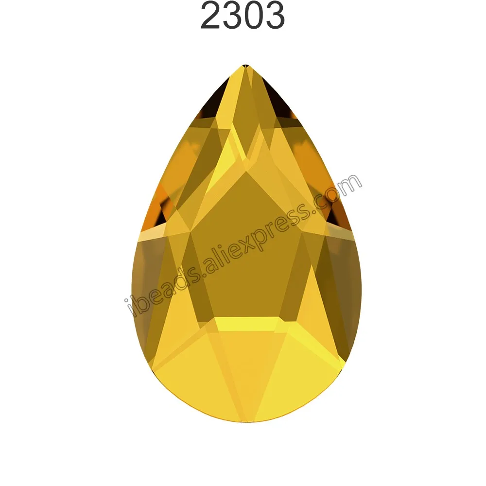 Оригинальные кристаллы Swarovski 2303 груша с плоской задней частью без горячей фиксации Стразы для дизайна ногтей DIY украшения одежды - Цвет: Sunflower 292 F